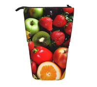 JKSEEPYN Telescopic Pencil Case Pen Bag, Fresh Fruits and Vegetables Prints Cute Pencil Organizer, Portable Pencil Bag for School Office Travel