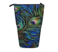 JKSEEPYN Telescopic Pencil Case Pen Bag, Peacock Feather 1 Prints Cute Pencil Organizer, Portable Pencil Bag for School Office Travel