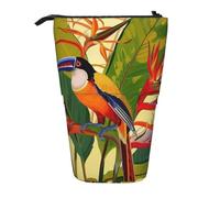 JKSEEPYN Telescopic Pencil Case Pen Bag, Tropical Bird of Paradise Prints Cute Pencil Organizer, Portable Pencil Bag for School Office Travel