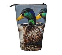 JKSEEPYN Telescopic Pencil Case Pen Bag, Wild Mallard Ducks Prints Cute Pencil Organizer, Portable Pencil Bag for School Office Travel