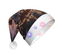 JKSEEPYN The Old Hollywood Printed Adult Plush Christmas Hat LED Light Up Santa Hat for Xmas New Year Party