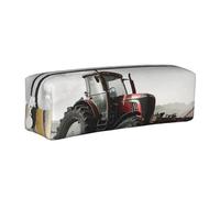JKSEEPYN Tractor Agriculture Tranquil Printed Leather Pencil Case for Students Girls Boys - Simple Stationery Organizer Makeup Pouch for School Office Travel