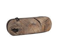 JKSEEPYN Wood Grain Printed Hard Shell Leather Pencil Case & Makeup Bag, Stylish Organizer for School, Office, and Travel