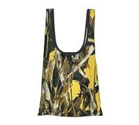 JKSEEPYN Yellow & green Printed Foldable Shopping Bags Reusable Water Resistant Shoulder Grocery Tote Bags Daily Utility bag 1PCS