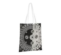 JKSEEPYN Ying Yang Diagram Printed Reusable Canvas Tote Bag Shopping Bags Washable Shoulder Grocery Tote Bags Daily Utility bag