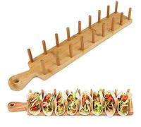 JKSM Wooden Taco Holder, Bamboo Taco Holder Stand Tray Rack Holds up to 8 Tacos Each, Taco Holders Stands for Serving Up Soft & Hard Shell Food Style Tacos Trays