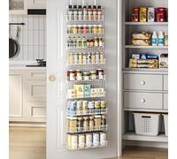JKsmart 9-Tier Spice Rack Organizer with Door Hook, Wall Mount, and Extra Large Capacity for Pantry - Stylish White Design for Effortless Organization, Ultimate Kitchen Storage Solution