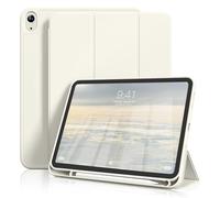 JKSML Case for iPad 10th Generation 10.9 Inch 2022 with Pencil Holder, Smart Slim Tri-fold Stand Cover Soft TPU Back [Support Touch ID & Auto Wake/Sleep] for iPad 10th Gen 2022 Case (White Cream)