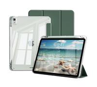 JKSML Case for iPad Air 11 inch M4/M3/M2(2026/2025/2024), iPad Air 5th/4th Generation (2022/2020) 10.9 inch with Pencil Holder, Transparent Back Protective Tablet Cover, Auto Wake/Sleep (Dark Green)