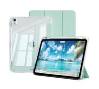 JKSML Case for iPad Air 11 inch M4/M3/M2(2026/2025/2024), iPad Air 5th/4th Generation (2022/2020) 10.9 inch with Pencil Holder, Transparent Back Protective Tablet Cover, Auto Wake/Sleep (Light Green)