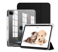 JKSML Case for iPad Air 13 Inch M3/M2 (2025/2024)/iPad Pro 12.9 inch 6th/5th/4th Gen (2022/2021/2020) with Pencil Holder,2 in 1 Removable Clear Back | 2nd Gen Pencil Charging | Auto Sleep/Wake, Black