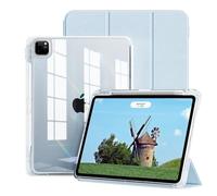 JKSML Case for iPad Pro 11 Inch, iPad Pro 4th/3rd/2nd Generation 2022/2021/2020 Case with Pencil Holder, 2 in 1 Removable Cover with Transparent Back for iPad 11" Pro-Sky Blue