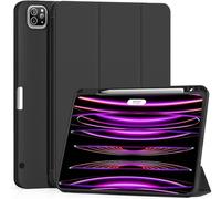 JKSML Case for iPad Pro 12.9 inch 2022/2021/2020 (6th/5th/4th Gen) with Pencil Holder | 2nd Gen Pencil Charging | Auto Sleep/Wake | Flexible TPU Protective Cover (Black)