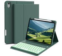 JKSML Keyboard Case for iPad 11th 10th Generation 11/10.9 inch A16 2025/2022, 7 Colors Backlit, Detachable Wireless Keyboard for iPad 10th Gen, Built-in Pencil Holder, Auto Sleep/Wake, Dark Green