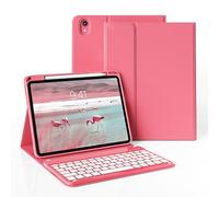 JKSML Keyboard Case for iPad (A16) 11th Gen 11 inch 2025 & iPad 10th Gen 10.9 inch 2022,7-Color Backlit Wireless Bluetooth Keyboard,Soft TPU Back Shell with Pencil Holder, Auto Sleep/Wake (Hot Pink)