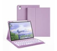 JKSML Keyboard Case for iPad A16 11th Generation 2025/10th Generation 2022(11/10.9 inch), 7 Colors Backlit Detachable Keyboard Cover with Pencil Holder for iPad 11/10 Gen, UK Layout (Lilac)