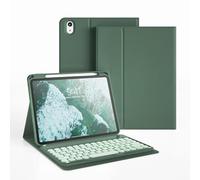 JKSML Keyboard Case for iPad A16 11th Generation 2025/10th Generation 2022(11/10.9 inch), 7 Colors Backlit Detachable Keyboard Cover with Pencil Holder for iPad 11/10 Gen, UK Layout (Dark Green)