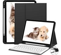 JKSML Keyboard Case for iPad A16 11th Generation 2025/10th Generation 2022 (11/10.9 inch) with Pencil Holder, Magnetic Detachable Wireless Bluetooth Keyboard,Soft TPU Back Shell Cover (Black)