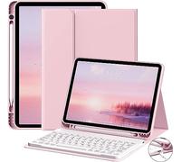 JKSML Keyboard Case for iPad Air 11 inch M3/M2 (2025/2024) & iPad Air 5th/4th Gen (2022/2020) 10.9-inch | Detachable Wireless Bluetooth Keyboard Cover with Pencil Holder | Auto Sleep/Wake (Pink)
