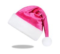 JKSVE Velvet Christmas Santa Hat, Xmas New Year Party Headwear for Adults,Hot pink