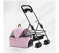 JKSVTF Detachable Dog Pram Pet Travel Stroller Pet Dog Strollers for Small Medium Dogs Cat Carriers & Strollers Pet Portable Pushchair Separable Carrier Trolley (Pink)