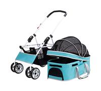 JKSVTF Dog Pram Dog Strollers for Medium Dogs Lightweight Pet Stroller Dog Cart Cat Stroller Pet Carrier Foldable 4 Wheel Dog Prams Pushchairs with Detachable (Blue)