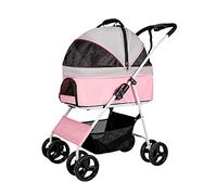 JKSVTF Dog Stroller for Medium Dogs Detachable Dog Pram Stroller Buggy Easy One-Hand Fold Zipperless Entry Pushchair Cat Dog Stroller with Detachable (A Pink)