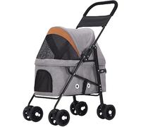 JKSVTF Dog Stroller Pet Stroller Dogs Out Stroller Foldable Small Medium-Sized Dog and Cat Travel Camping Lightweight Pet Stroller (Grey)