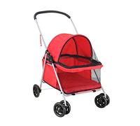 JKSVTF Dog Strollers for Small Dogs Dog Pram Stroller Buggy Cat Stroller Foldable Carrier Strolling Cart Easy One-Hand Fold Large Space (Red)