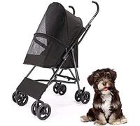 JKSVTF Light-Weight Dog/Cat/Pet Stroller Travel Carriage with Storage Basket Foldable Lightweight Dog Carrier Trolley Jogging Stroller (Black)