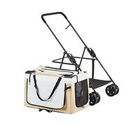 JKSVTF Lightweight Dog Stroller for Dogs Cats Puppy Kitten Pet Cat Dog Strollers for Small Medium Dogs Breathable Dog Prams Pushchairs for Cat (Beige)