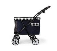 JKSVTF Lightweight Dog Strollers for Small Dogs Dog Pram Stroller Buggy 360° Smooth Front Wheel Easy to Fold Cat Strollers Armrest 4-Speed Adjustment (Black)