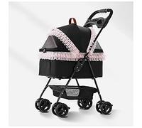 JKSVTF Lightweight Pet Stroller for Cats with Lace Upgraded Dog Strollers for Small Medium Dogs Foldable and Detachable Dog Cat Pet Strollers 4 Wheel Dog (Pink)