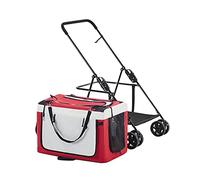 JKSVTF Medium Dog Strollers for Small Dogs Lightweight Dog Strolle for 2 Dogs Cats Puppy & Kitten Foldable Carriage Pushchair Breathable Pram Pet Stroller (Red)