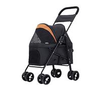 JKSVTF Pet Stroller Strolling Cart Puppy Dog Out Trolley Foldable for Small Medium Dogs Cats Travel Camping Lightweight Dog Supplies Holds Pets Up to 33 Lbs (Black)