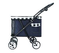 JKSVTF Pet Strollers for Small Dogs Lightweight Dog Pram Stroller Buggy 360° Smooth Front Wheel Cat Stroller with Wheels Easy to Fold Armrest 4-Speed Adjustment (Black Blue)