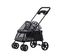 JKSVTF Small Pet Stroller for Cats Dogs Exquisite Dog Pram Pushchair for Dogs Cats Lightweight Dog Strollers for Small Dogs Folding Pet Stroller 4-Wheel (Zebra)