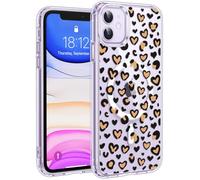 Jkvare for iPhone 11 Case, Crystal Clear Aesthetic Pattern Wireless Magnetic Protective Phone Cover for Women Girls - Leopard Hearts