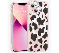 Jkvare for iPhone 13 Case, Crystal Clear Aesthetic Pattern Wireless Magnetic Protective Phone Cover for Women Girls - Cow Print