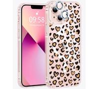 Jkvare for iPhone 13 Case, Crystal Clear Aesthetic Pattern Wireless Magnetic Protective Phone Cover for Women Girls - Leopard Hearts