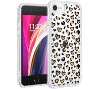 Jkvare for iPhone SE/8/7 Case, Crystal Clear Aesthetic Pattern Wireless Magnetic Protective Phone Cover for Women Girls - Leopard Hearts