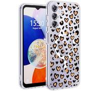Jkvare for Samsung Galaxy A14 Case, Crystal Clear Aesthetic Pattern Wireless Magnetic Protective Phone Cover for Women Girls - Leopard Hearts