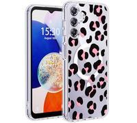 Jkvare for Samsung Galaxy A14 Case, Crystal Clear Aesthetic Pattern Wireless Magnetic Protective Phone Cover for Women Girls - Pink Leopard