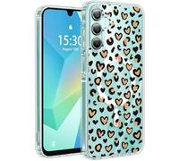 Jkvare for Samsung Galaxy A16 Case, Crystal Clear Aesthetic Pattern Wireless Magnetic Protective Phone Cover for Women Girls - Leopard Hearts