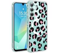 Jkvare for Samsung Galaxy A16 Case, Crystal Clear Aesthetic Pattern Wireless Magnetic Protective Phone Cover for Women Girls - Pink Leopard
