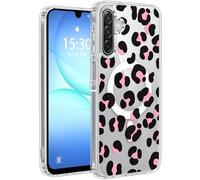 Jkvare for Samsung Galaxy A17 Case, Crystal Clear Aesthetic Pattern Wireless Magnetic Protective Phone Cover for Women Girls - Pink Leopard