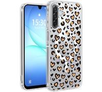 Jkvare for Samsung Galaxy A17 Case, Crystal Clear Aesthetic Pattern Wireless Magnetic Protective Phone Cover for Women Girls - Leopard Hearts