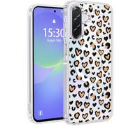 Jkvare for Samsung Galaxy A36 Case, Crystal Clear Aesthetic Pattern Wireless Magnetic Protective Phone Cover for Women Girls - Leopard Hearts