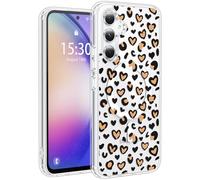 Jkvare for Samsung Galaxy A54 Case, Crystal Clear Aesthetic Pattern Wireless Magnetic Protective Phone Cover for Women Girls - Leopard Hearts