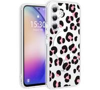 Jkvare for Samsung Galaxy A54 Case, Crystal Clear Aesthetic Pattern Wireless Magnetic Protective Phone Cover for Women Girls - Pink Leopard